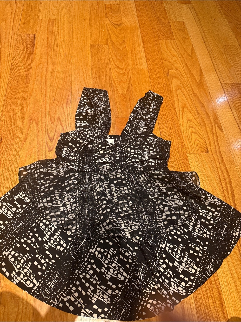 Black and White Printed Silk Long Top